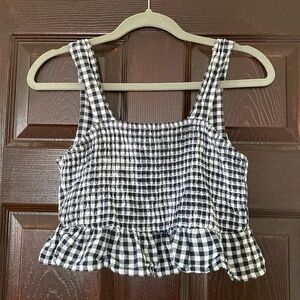 American Eagle Outfitters Smock Gingham Bow Tie Top Size XS